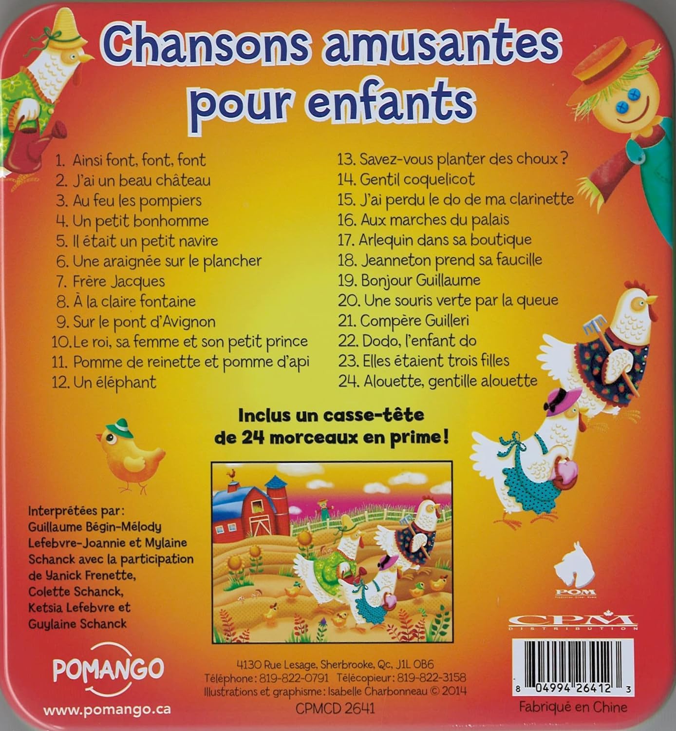 Chansons Amusantes Pour Enfants (Boite de Metal avec Casse Tete a l'interieur)