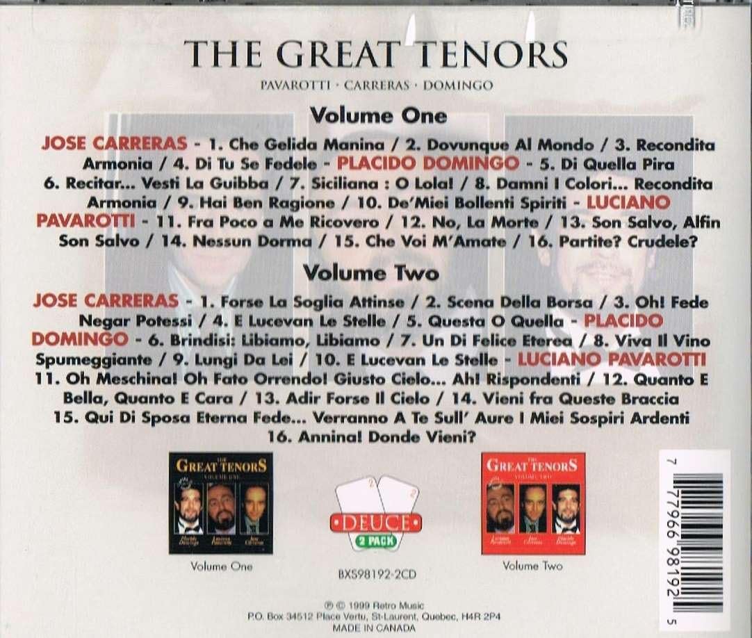 Great Tenors [Audio CD] Pavarotti, Carreras and Domingo