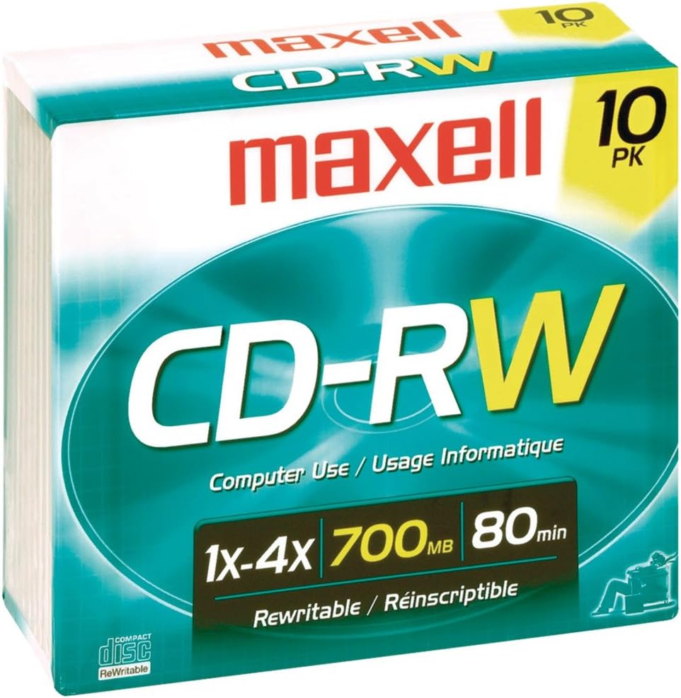 MAXELL - MAXELL 630011 80-MINUTE/700 MB CD-RWS (10 PK WITH JEWEL CASES)