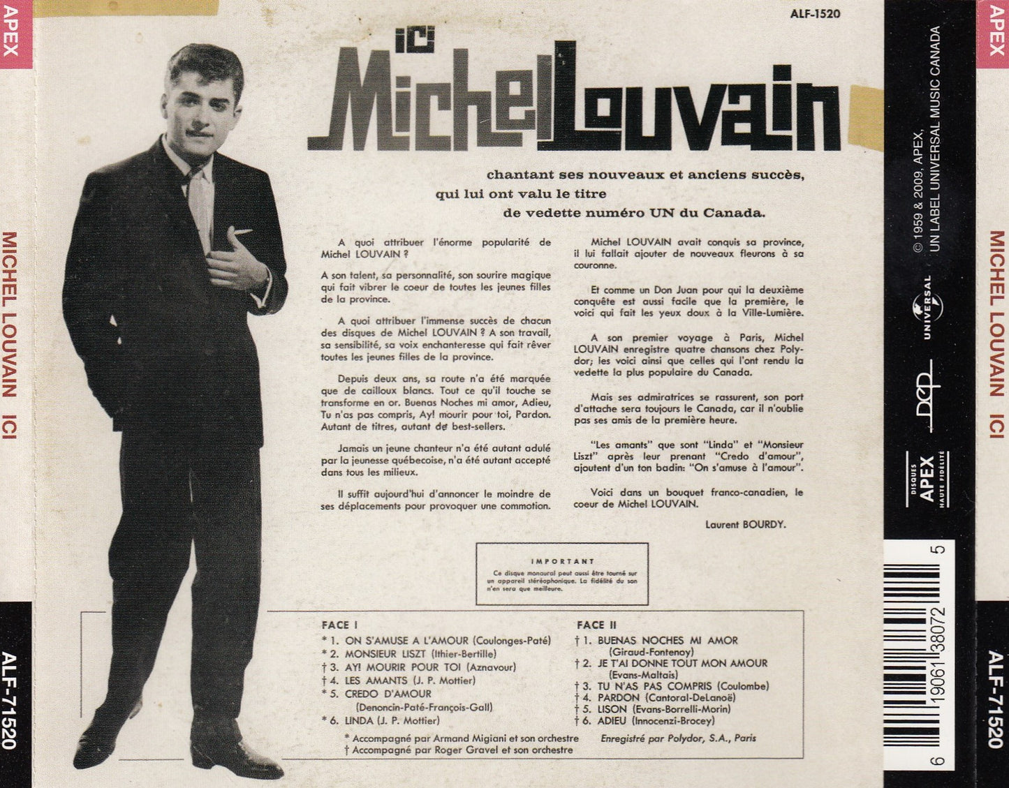 Ici [Audio CD] Michel Louvain