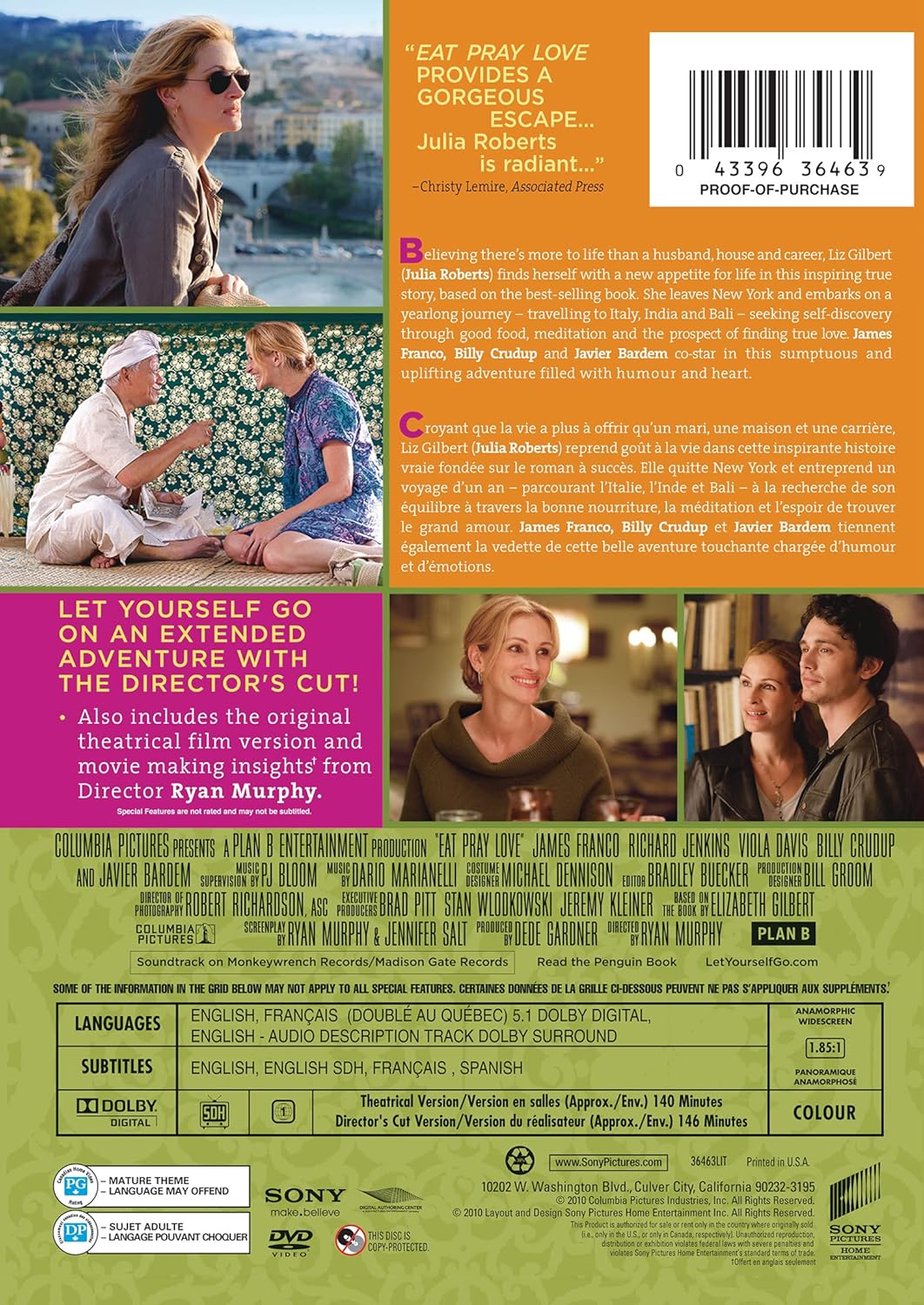 Eat Pray Love Bilingual [DVD]