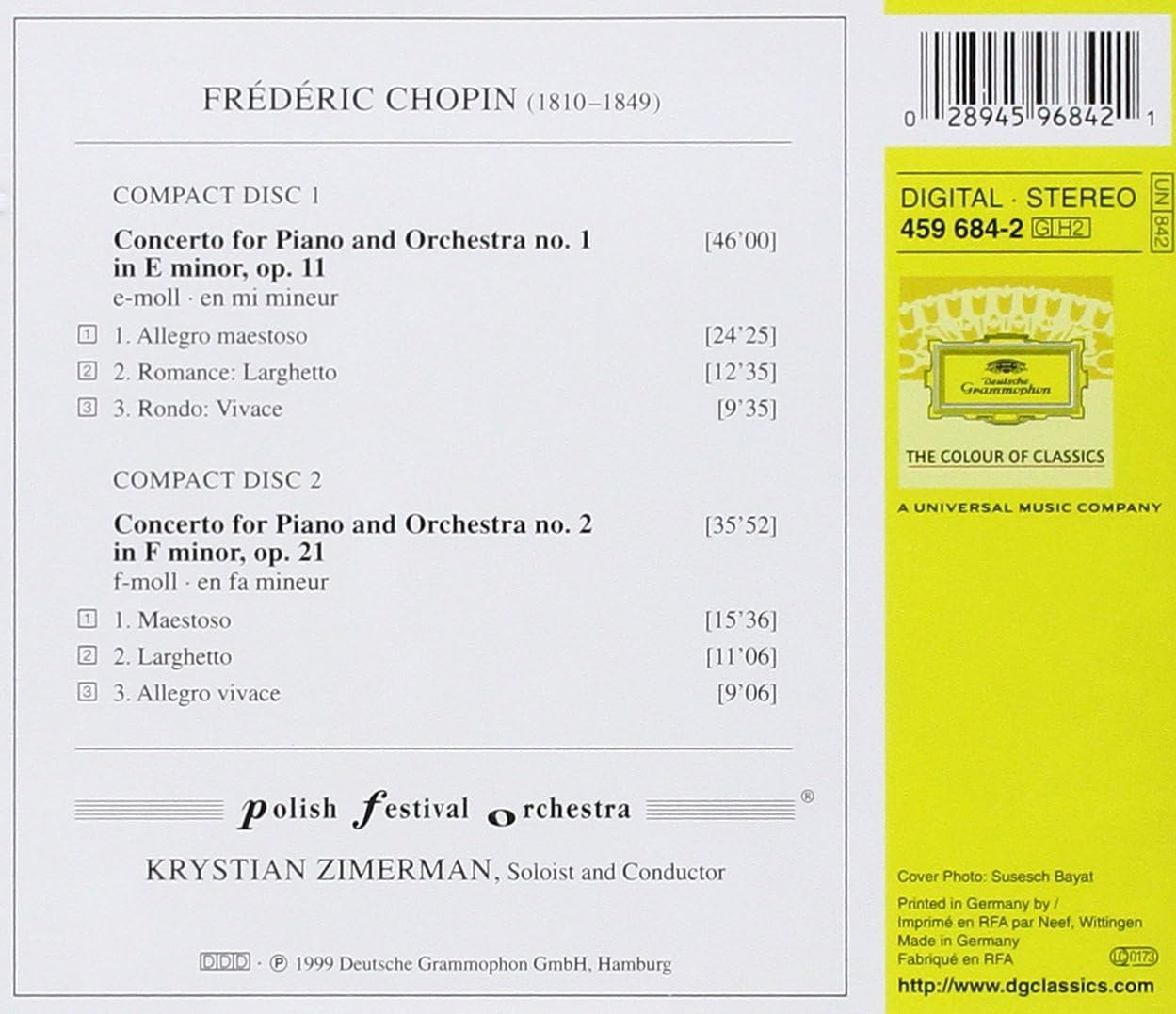 Chopin: Piano Concertos 1 & 2 [Audio CD] Chopin, Frederic and Kristian Zimermann