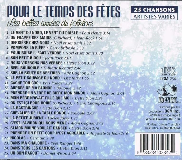 Pour Le Temps Des Fêtes - Les Belles Années du Folklore (25 chansons) [audioCD] Artistes Variés