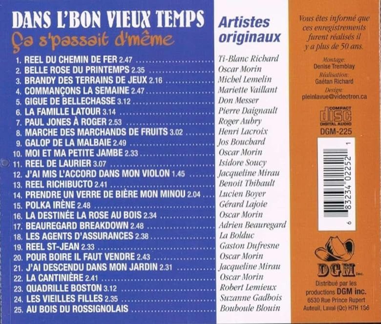Dans L'Bon Vieux Temps Ça S'Passait D'Même [audioCD] Artistes Varies
