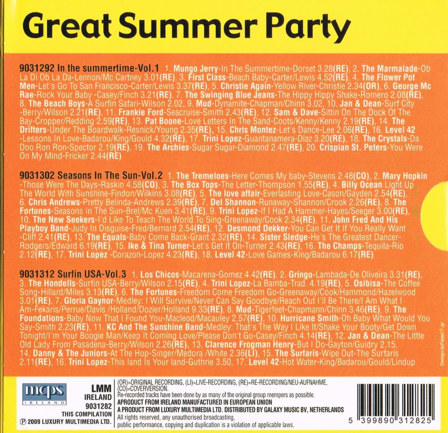 Great Summer Party - More Than 3 Hours of Music (RE-RECORDING, LIVE RECORDING &amp; ORIGINAL RECORDING) [audioCD] Various Artists