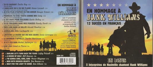 EN HOMMAGE À HANK WILLIAMS - 12 SUCCÈS EN FRANCAIS [audioCD] Artistes variés.