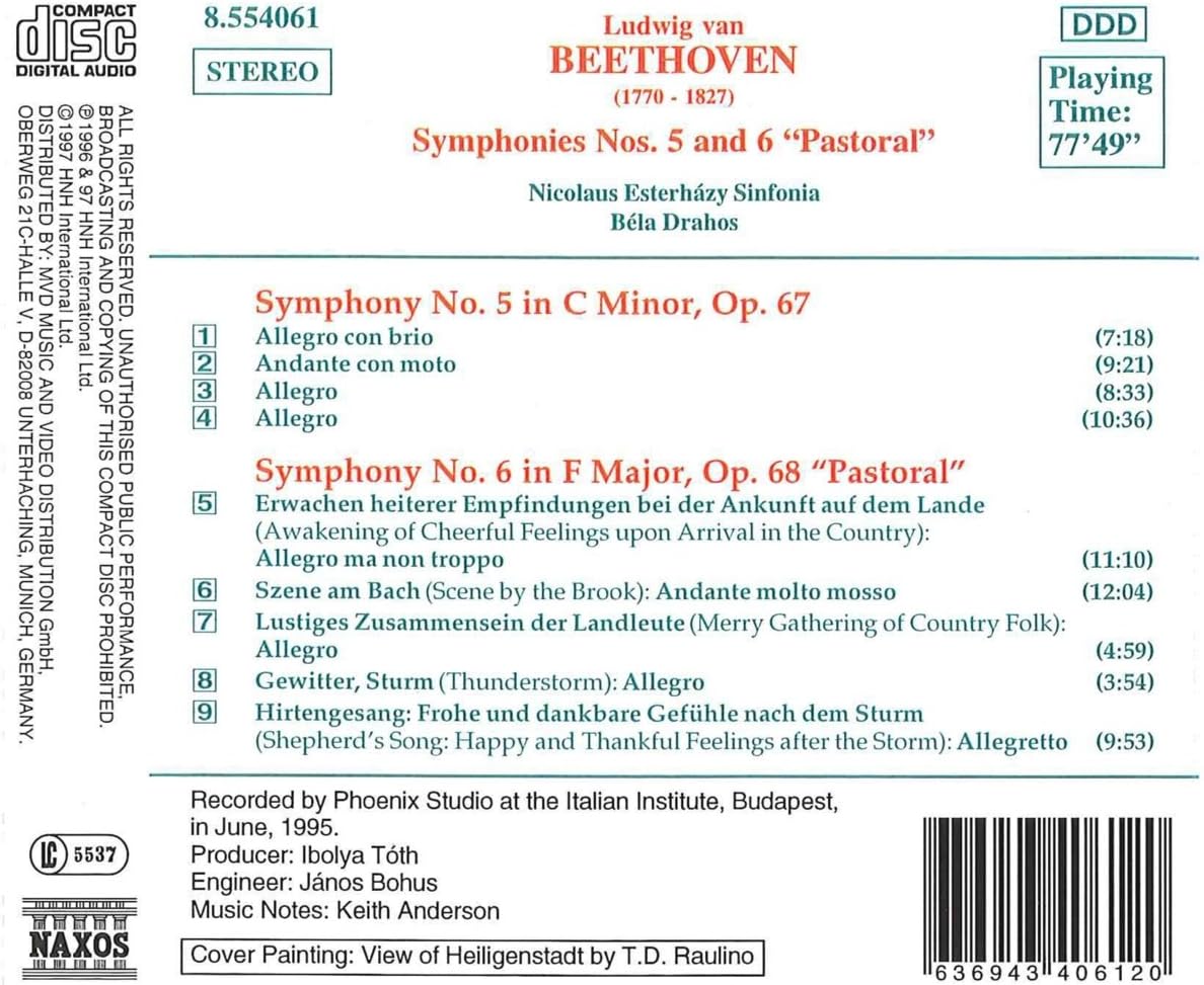 Symphonies Nos. 5 & 6 Pastoral [Audio CD] Beethoven and Bela Drahos