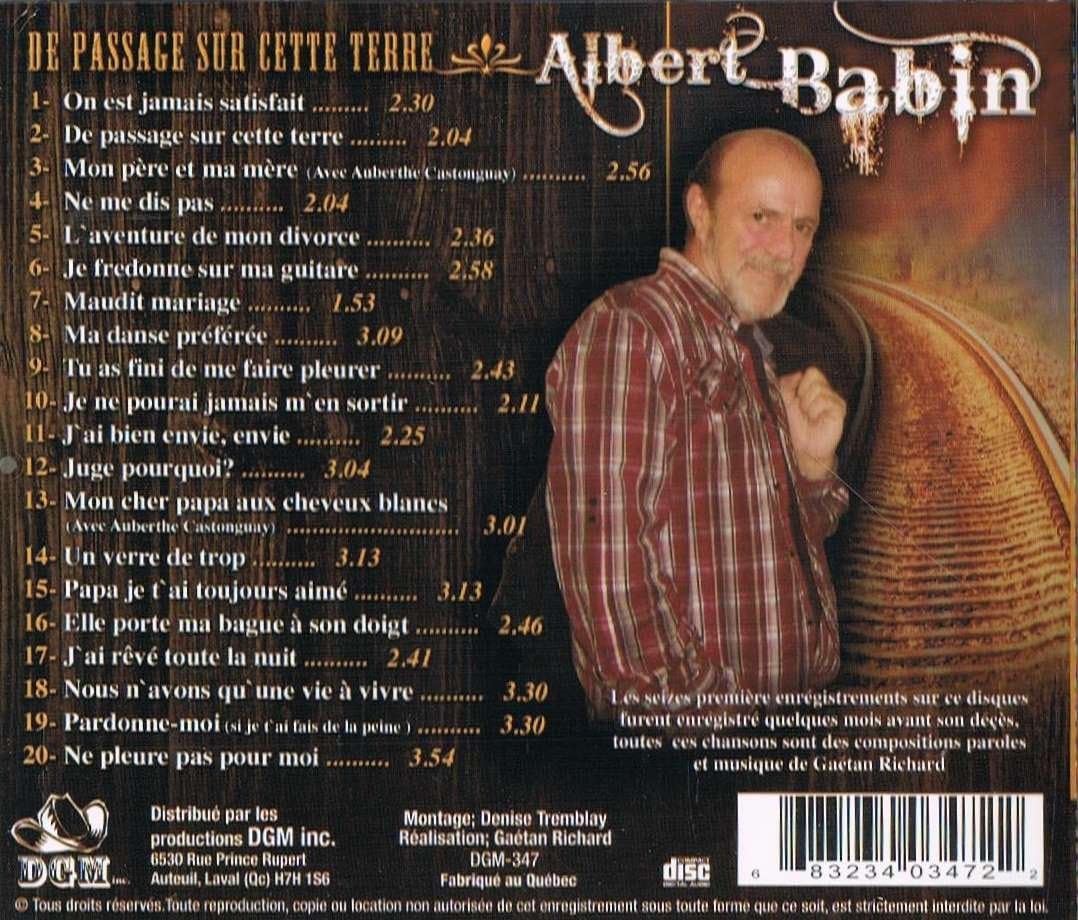 De Passage Sur Cette Terre (Ses Derniers Enregistrements) [Audio CD] Albert Babin