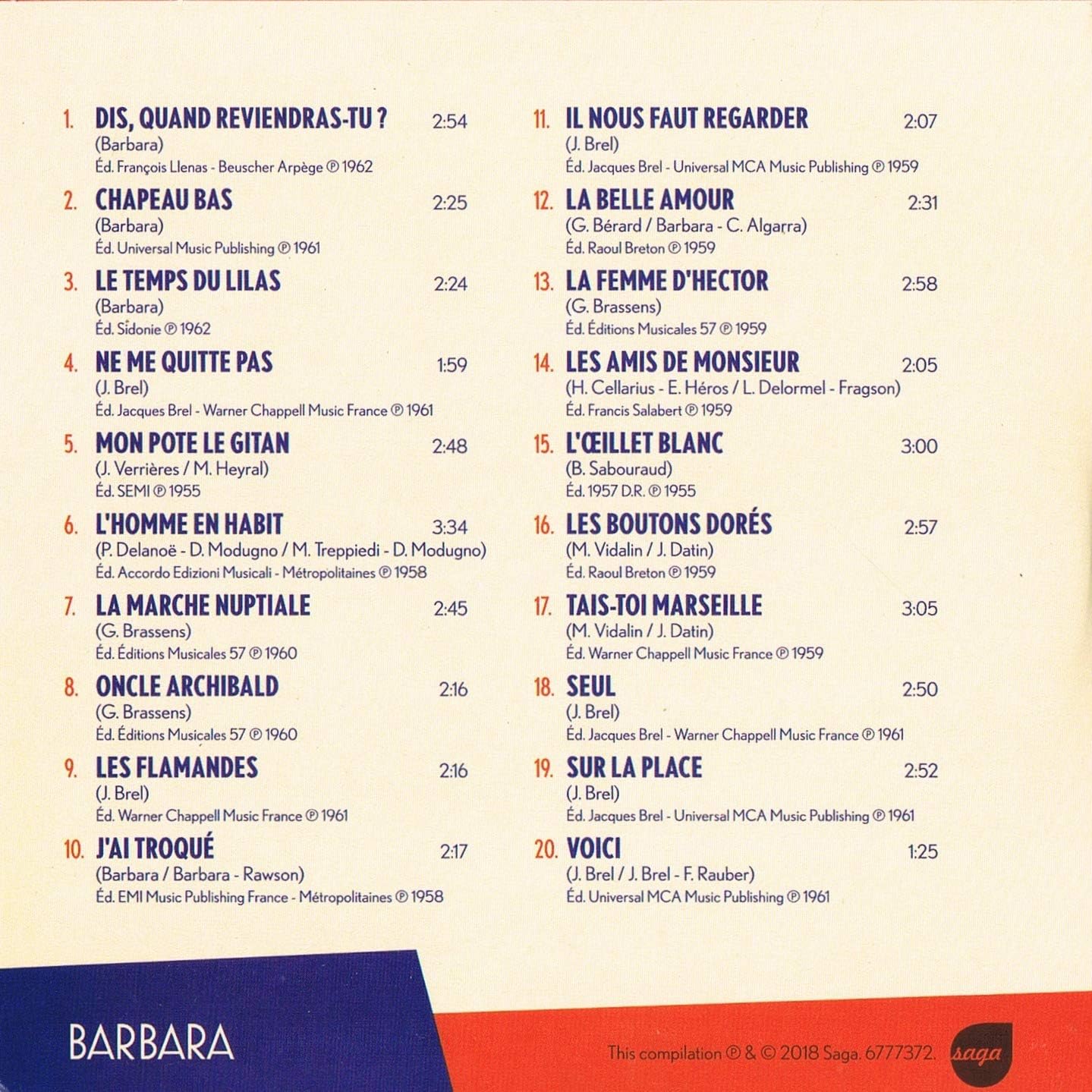 Barbara / Artistes Francais de Légende (pochette carton format 12 x 12 cm) [Audio CD] Barbara