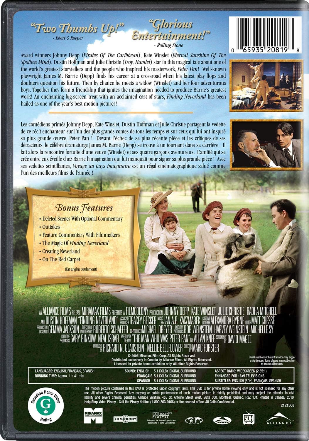 Finding Neverland (Widescreen) [DVD] Johnny Depp, Kate Winslet