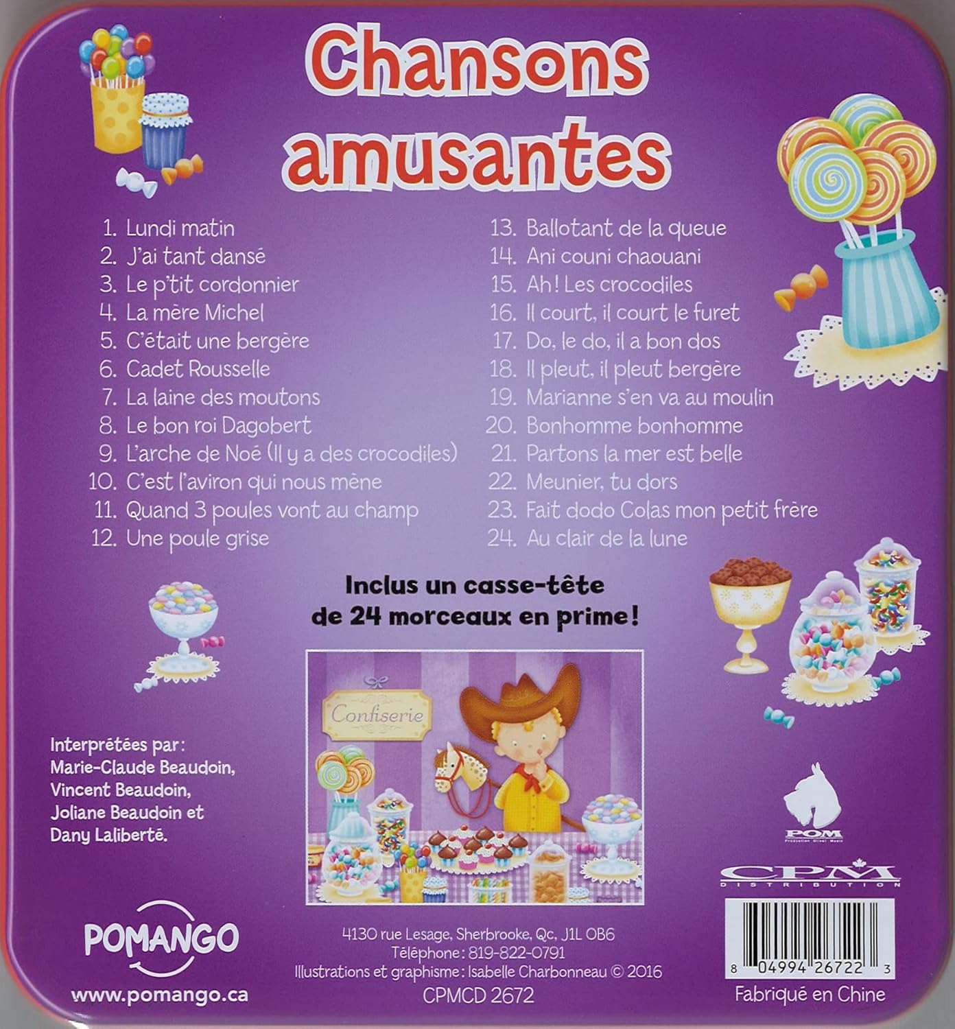 24 Chanson Amusantes Confiserie (Boite de Metal avec Casse Tete 24 mcx a l'interieur) / Chansons pour Enfant [Audio CD] Artistes Variés