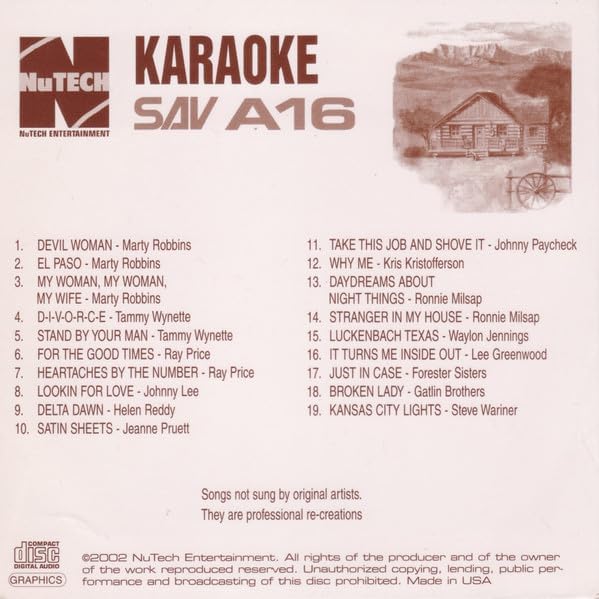 Nutech SAV-A16 Country Music Karaoke CDG (19 Country Song)