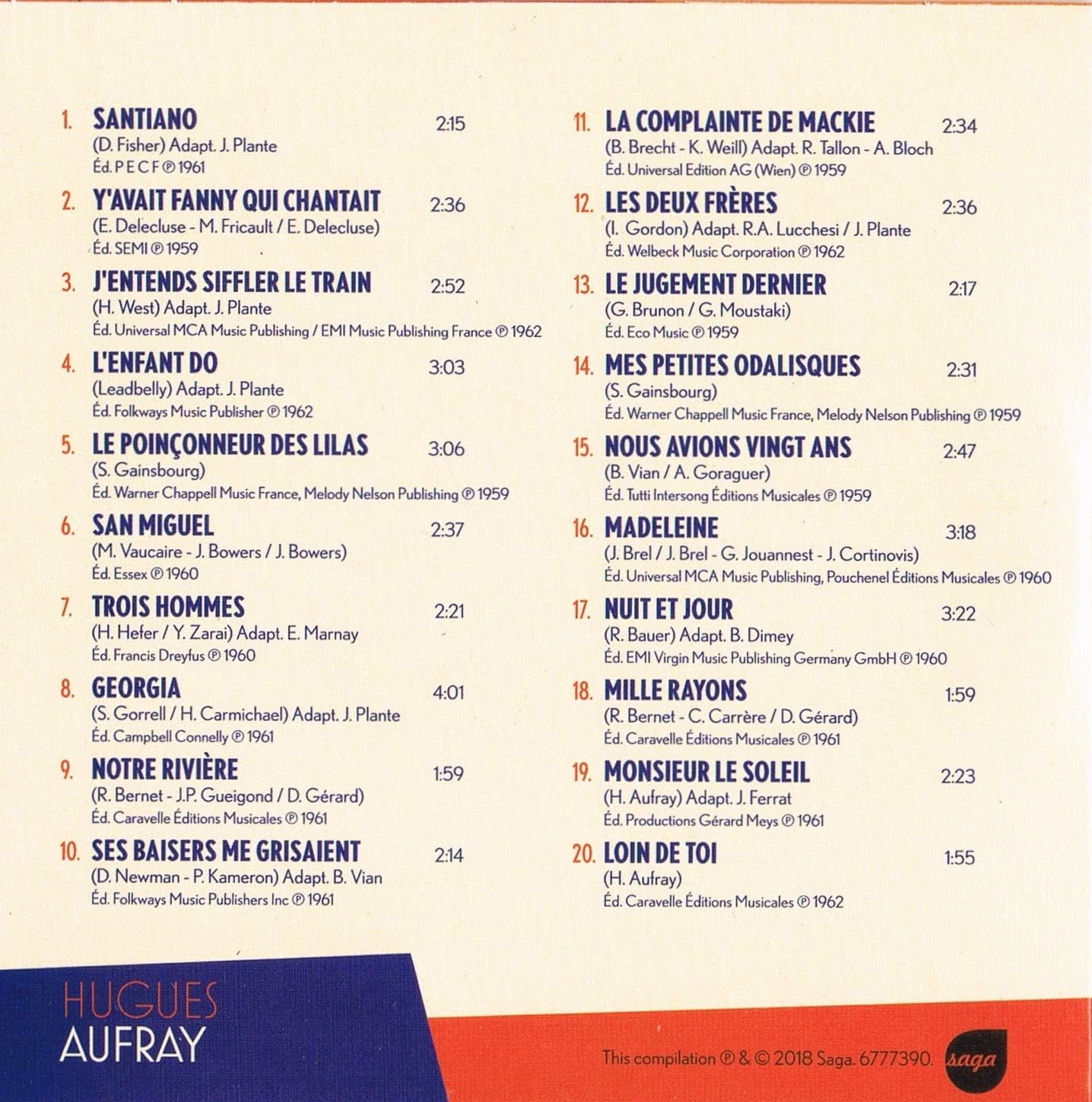 Hugues Aufray - Artistes Francais de Légende (pochette carton format 12 x 12 cm) [Audio CD] Hugues Aufray