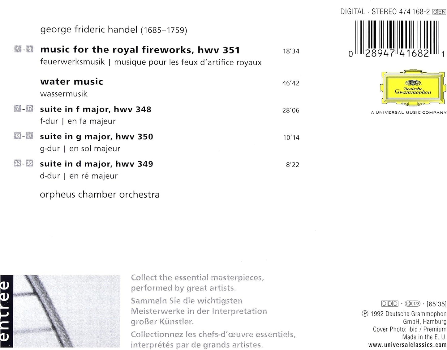 Water Music Music for the Royal Fireworks Ect [Audio CD] Handel