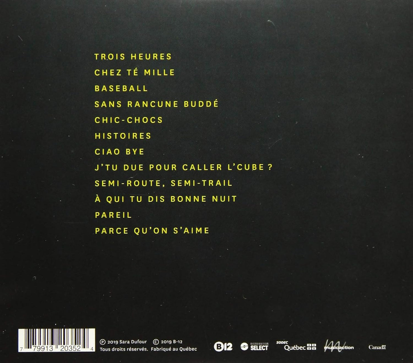 Sara Dufour (2019) [audioCD] Sara Dufour