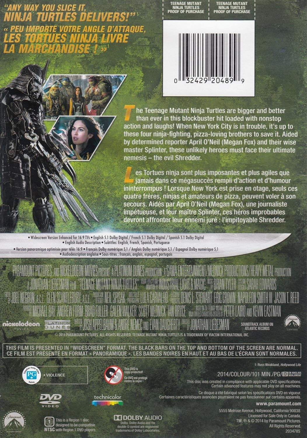 Teenage Mutant Ninja Turtles (2014) [DVD]