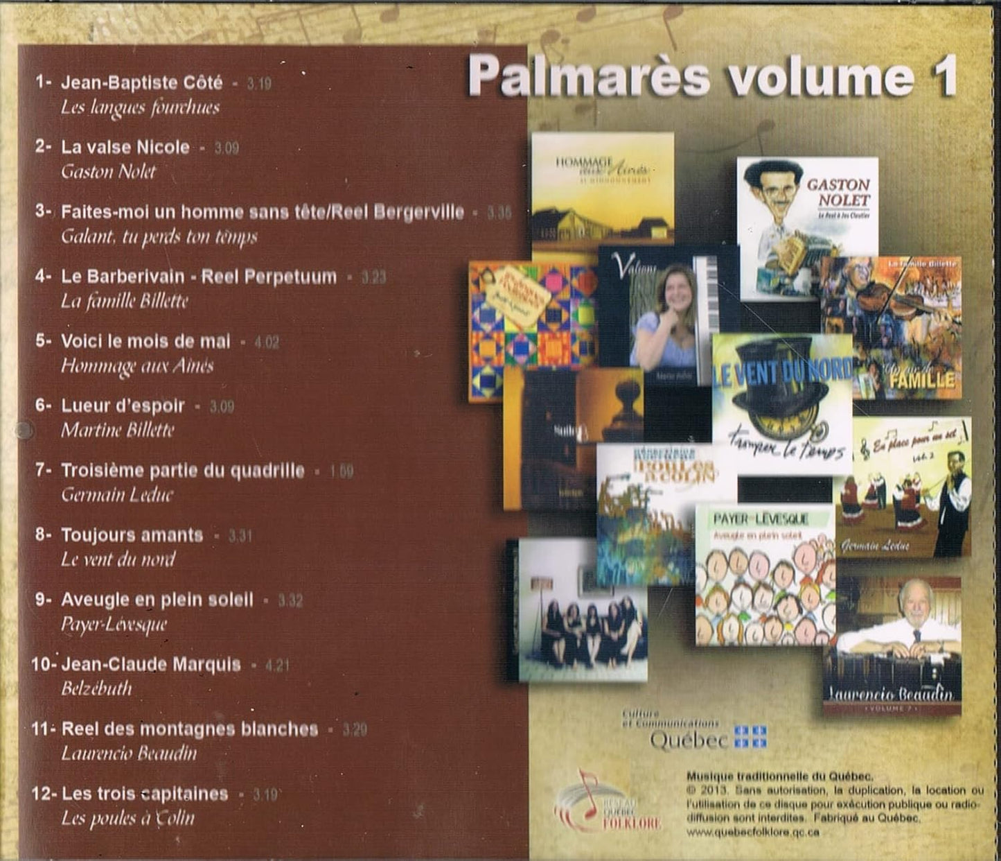 Resau Quebec Folklore / Palamares Folklore Volume 1 [audioCD] Atistes Variés