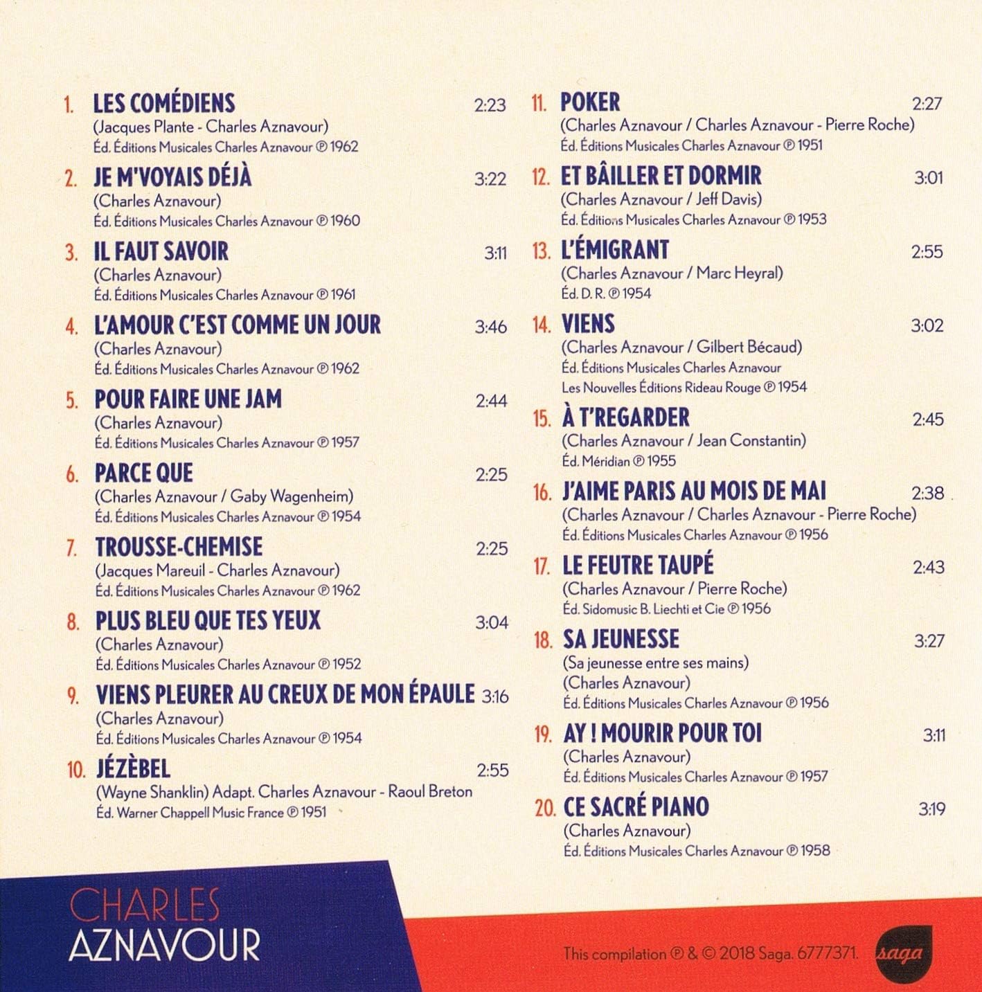 Charles Aznavour / Artistes Francais de Légende (pochette carton format 12 x 12 cm) [Audio CD] Charles Aznavour