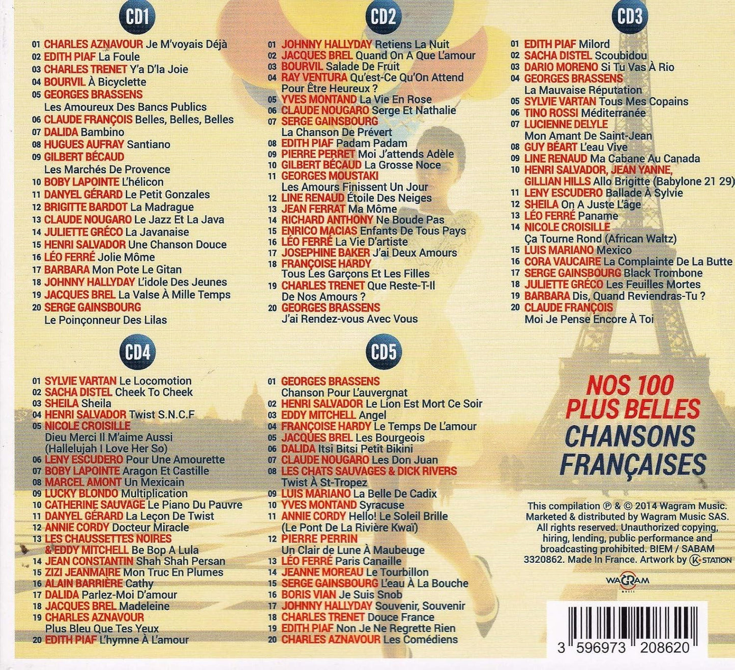 Nos 100 plus belles chansons françaises 5CD [Audio CD] Artistes variés