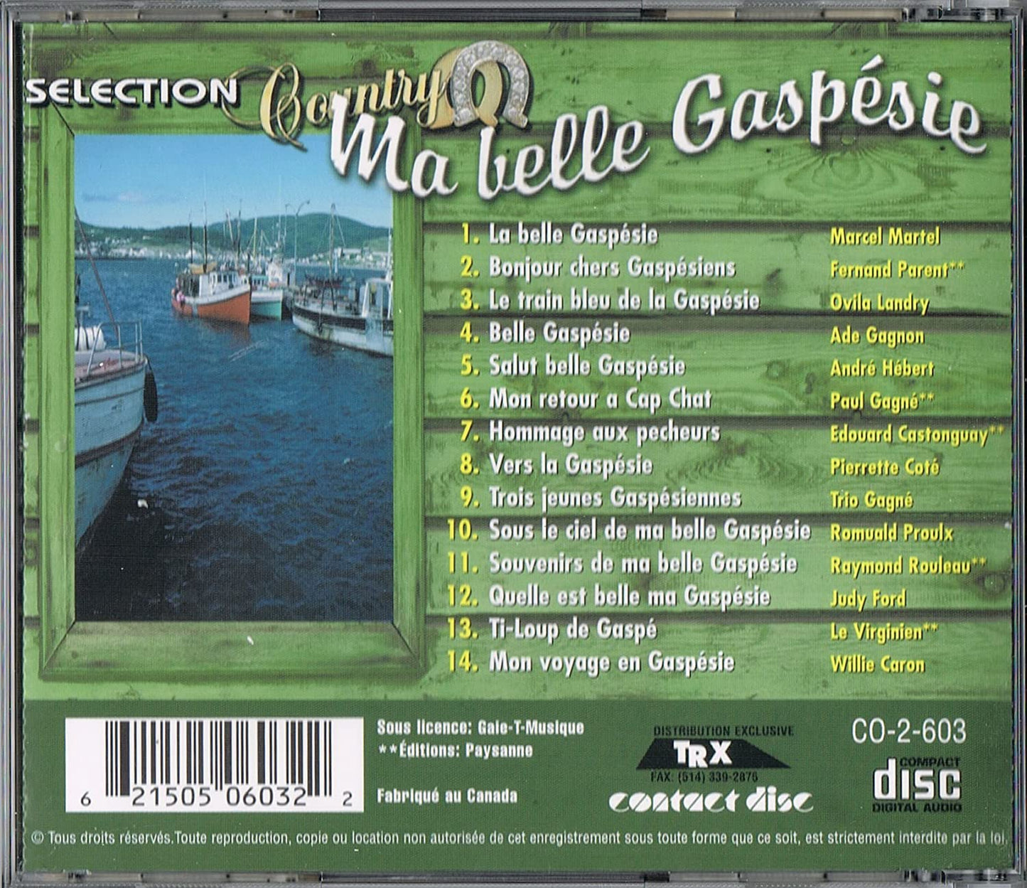 Ma Belle Gaspésie - Selection Country/ 14 Succes [Audio CD] Artistes Variés