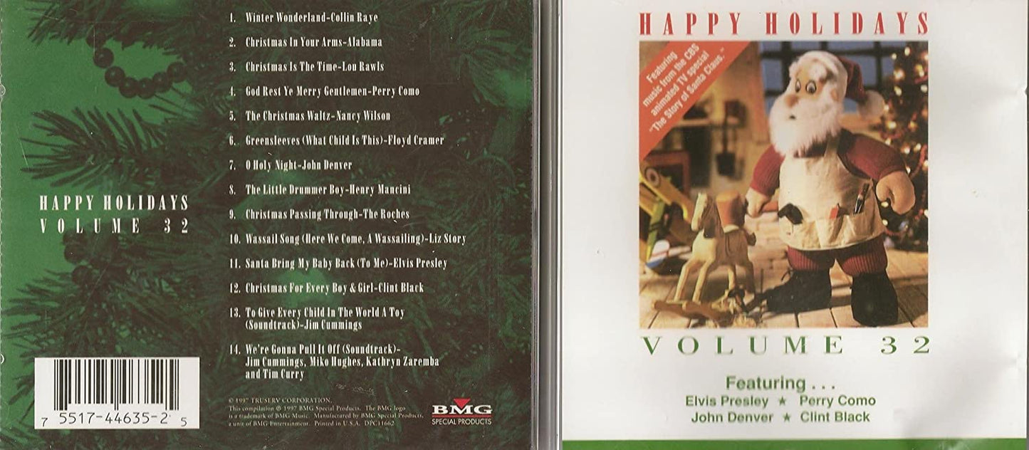 Happy Holidays Volume 32 (14 Christmas Songs) [Audio CD] Collin Raye/ Alabama/ Lou rawls/ Perry Como/ Nancy Wilson/ Floyd Cramer/ John Denver/ Henry Mancini/ The Roches/ Elvis Presley/ Clint Black/ Jim Cummings/ Tim Curry/