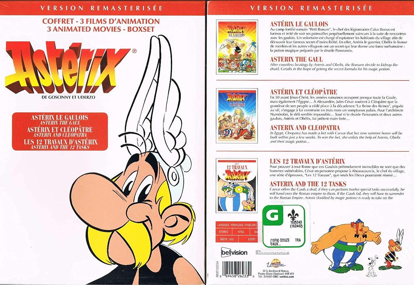 Asterix Coffret - 3 Films D'Animation - 3 Animated Movies Boxset / Asterix Le Gaulois Asterix et Cleopatre/ Les 12 Travaux D'Asterix / Asterix The Gaul/ Asterix and Cleopatra/ Asterix and the 12 Tasks. Languages: French & English. Zone 1 to 6 [DVD]