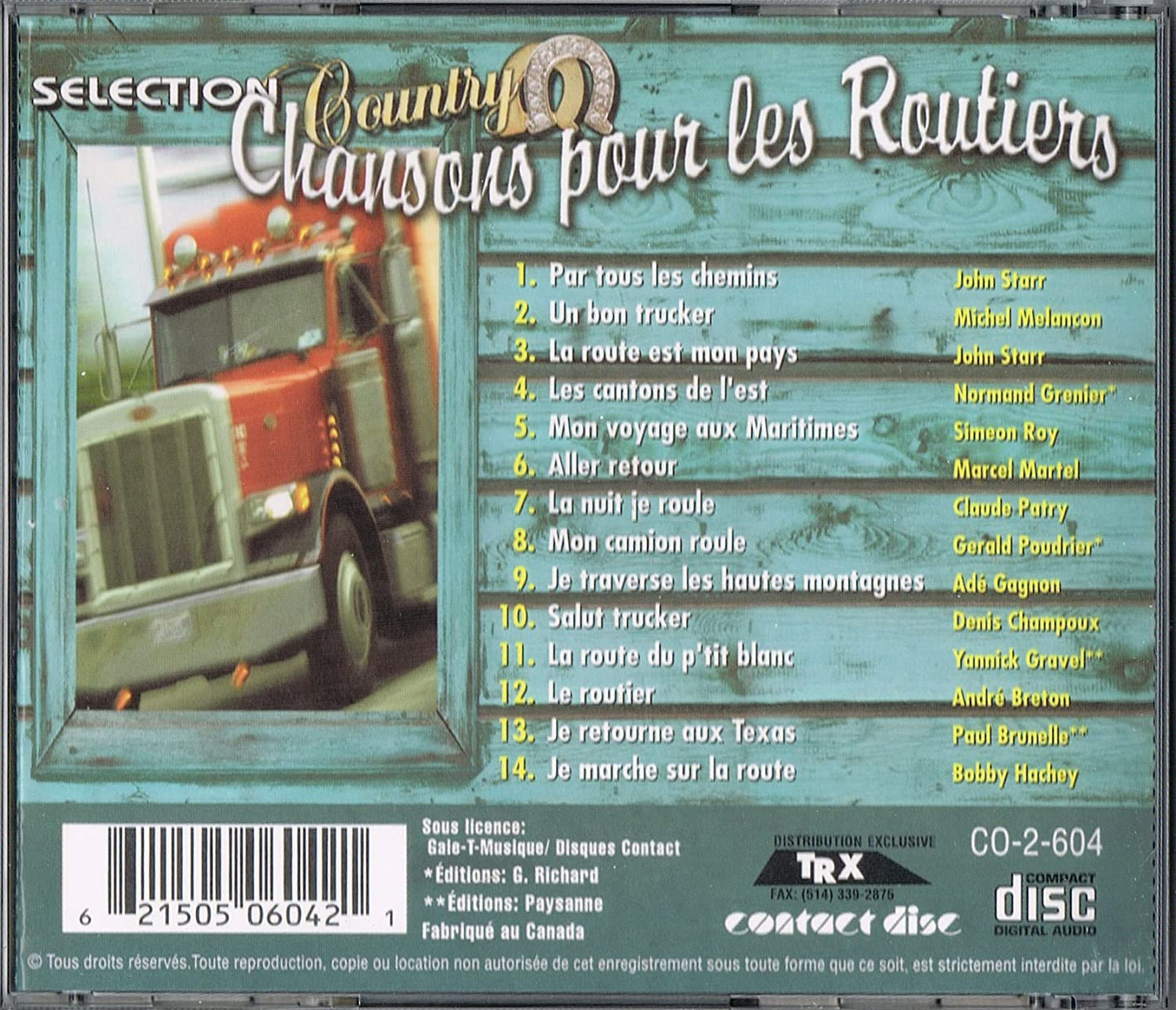 Chansons Pour Les Routiers - Selection Country/ 14 succes [Audio CD] Artistes Variés