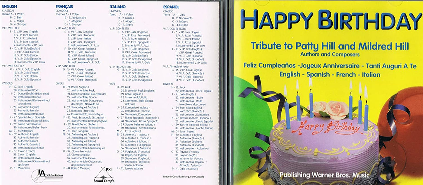 Happy Birthday/ Tribute to Patty & Mildred Hill (41 versions in French/ English/ Spanish & Italian) [Audio CD] Tribute to Patty & Mildred Hil
