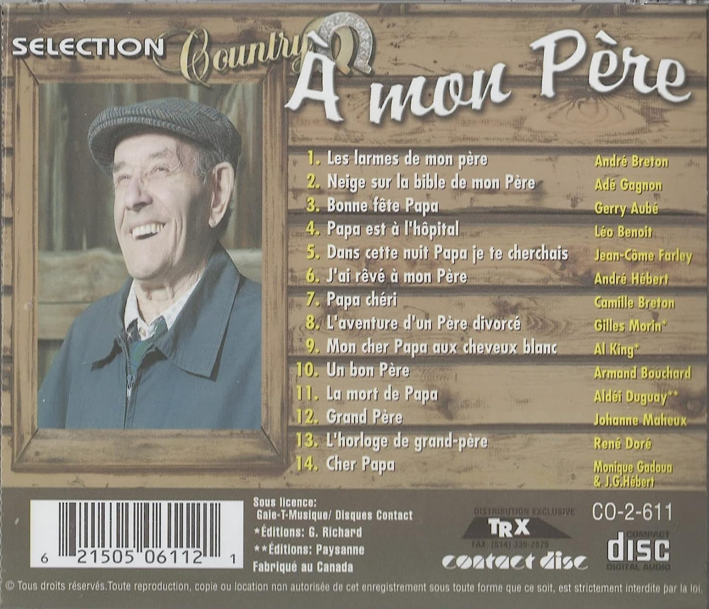 Selection Country / A Mon Pere (Compilation 14 Titres Originaux) [audioCD] Artistes Variés
